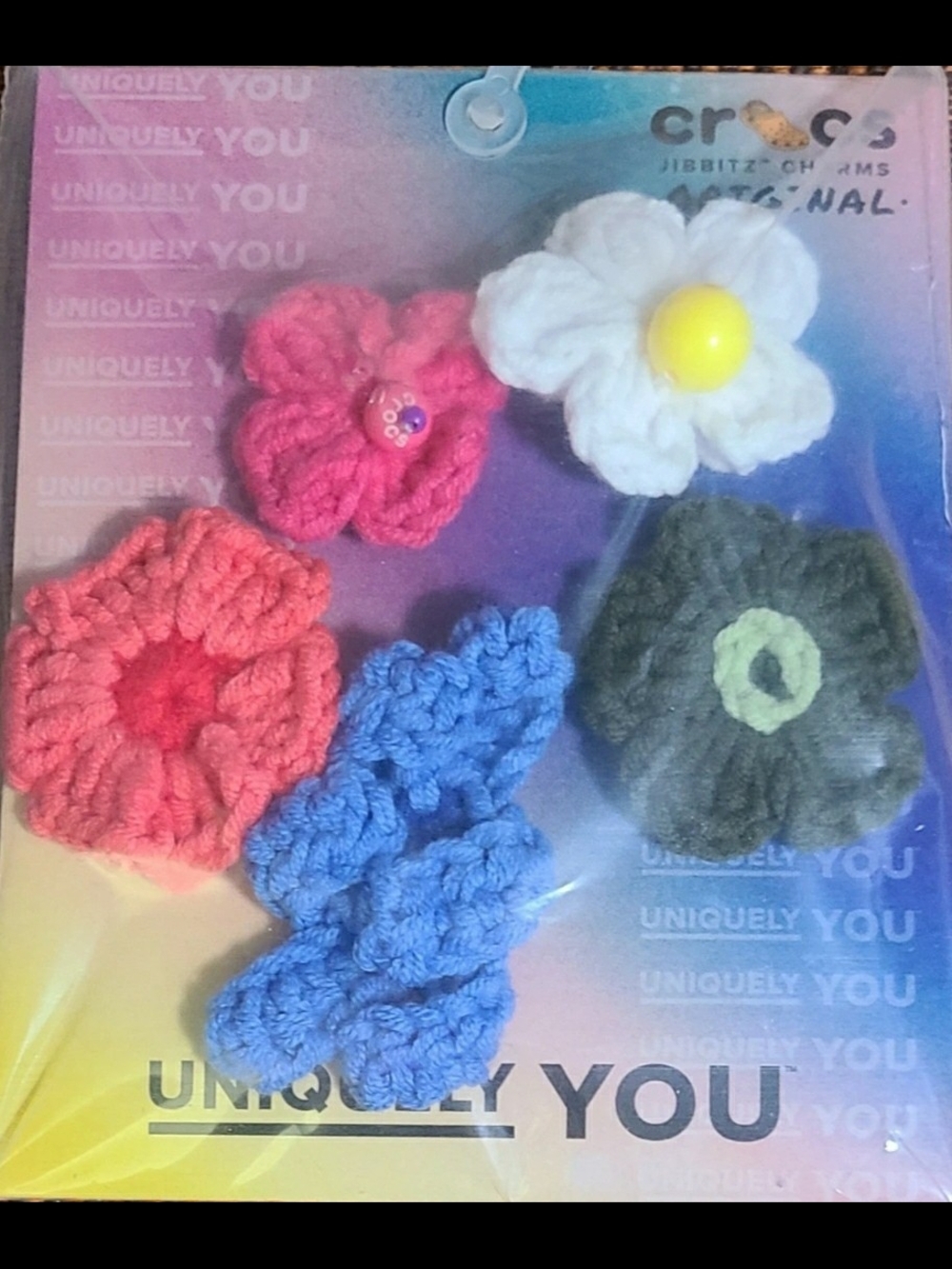 New In Plastic CROCS Crochet Flower Jibbitz Charm Set